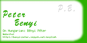 peter benyi business card